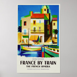 Frankriken vid tågvintage resoraffischen poster