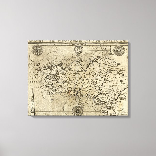 FrankrikePanoramisk kartaFrankrike Canvastryck (Framsida)