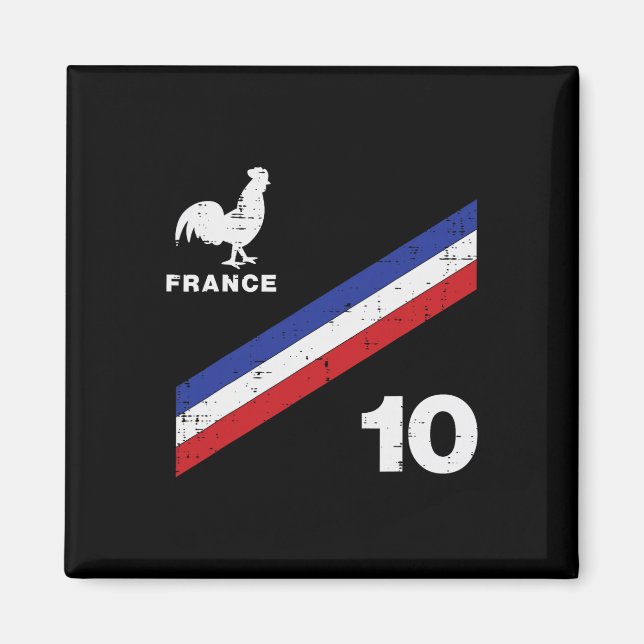 Frankrikes flagg Tupp Nummer 10 Fotboll Fan män kv Magnet (Framsidan)