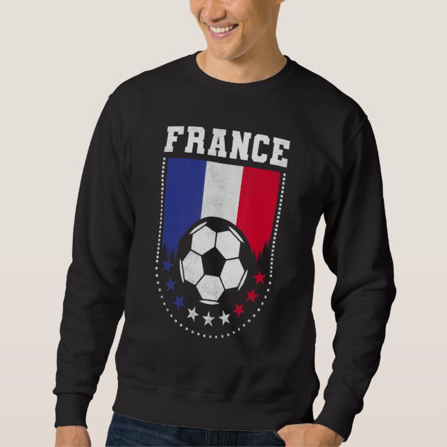 Frankrikes Flagga Fotbolls Supporter Lång Ärmad Tröja (Framsida)