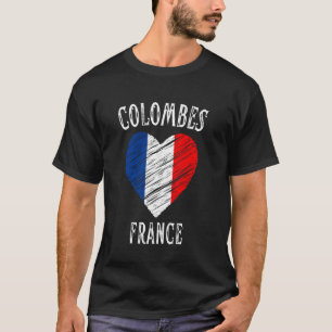 Frankrikes flagga hjärta Colombes stad T Shirt