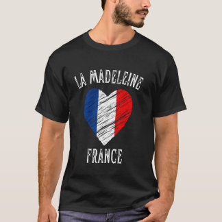 Frankrikes flagga hjärta La Madeleine Stad T Shirt