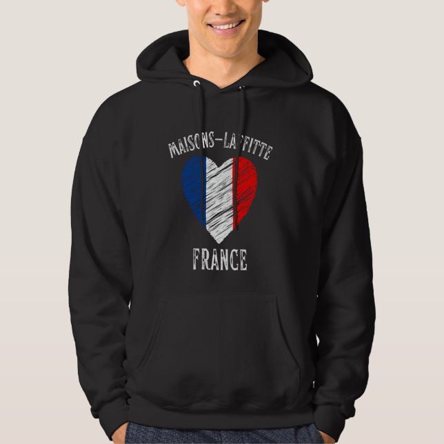 Frankrikes Flagga Hjärta Maisons Laffitte Stad Hoodie (Framsida)