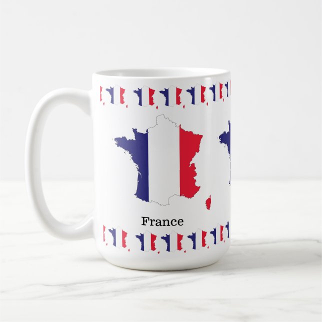 Frankrikes flagga i souvenirdesign för karta kaffemugg (Vänster)