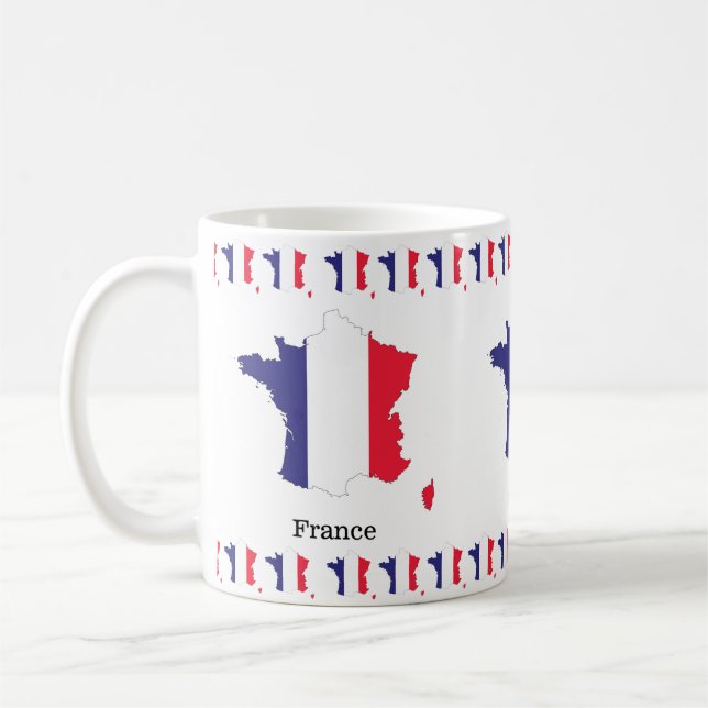 Frankrikes flagga i souvenirdesign för karta kaffemugg (Vänster)