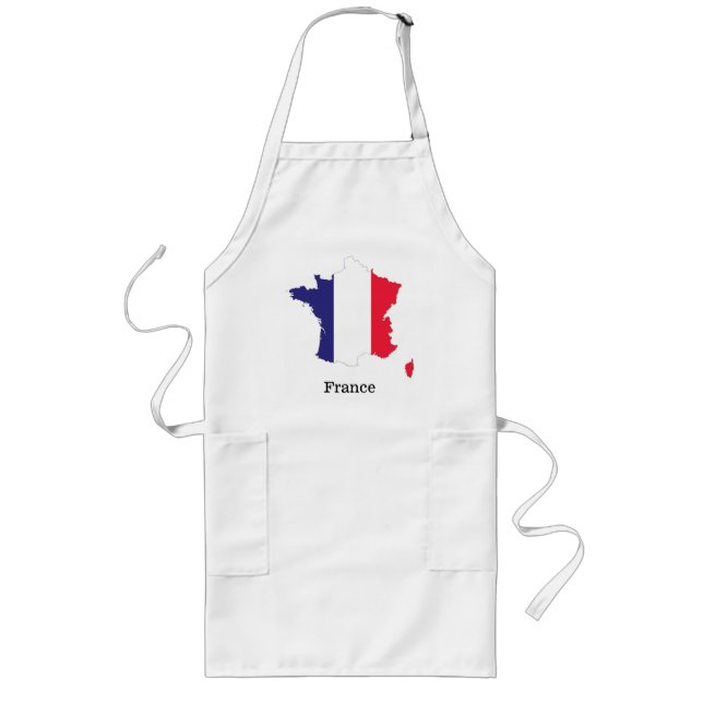 Frankrikes flagga i souvenirdesign för karta långt förkläde (Framsidan)