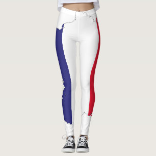 Frankrikes flagga i souvenirdesign för karta leggings