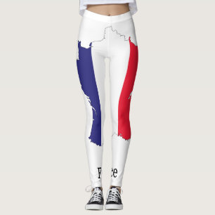 Frankrikes flagga i souvenirdesign för karta leggings