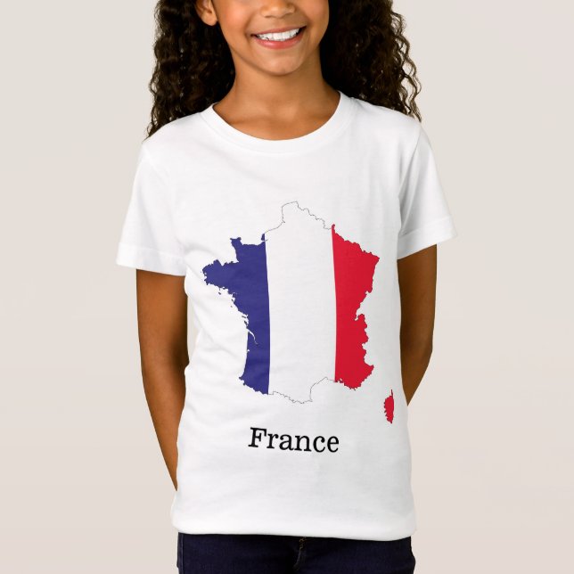 Frankrikes flagga i souvenirdesign för karta t shirt (Framsida)