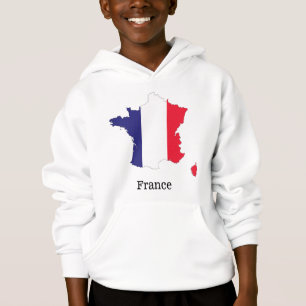 Frankrikes flagga i souvenirdesign för karta t shirt