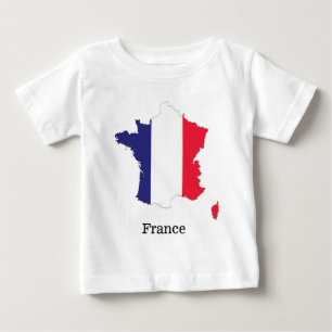 Frankrikes flagga i souvenirdesign för karta t shirt