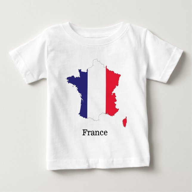 Frankrikes flagga i souvenirdesign för karta t shirt (Framsida)