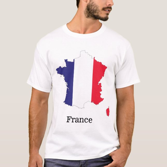 Frankrikes flagga i souvenirdesign för karta t shirt (Framsida)