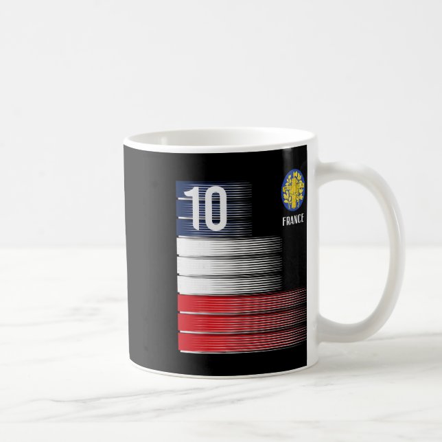 Frankrikes flagga Nummer 10 Franska fotboll män kv Kaffemugg (Höger)