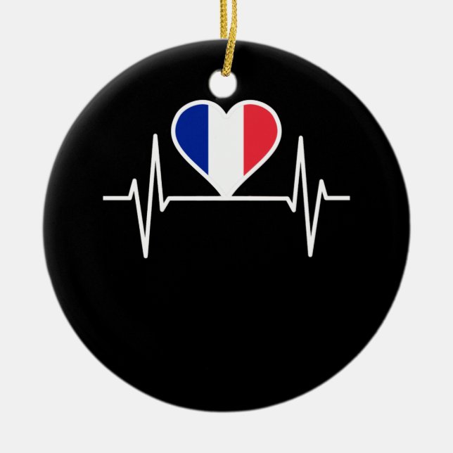 Frankrikes flagga Puls Julgransprydnad Keramik (Framsidan)