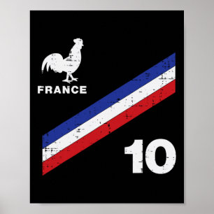 Frankrikes Flagga Tupp Nummer 10 Fotbollsfan Män K Poster
