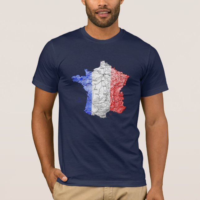 Frankrikes flaggfärgskarta T-shirt (Framsida)