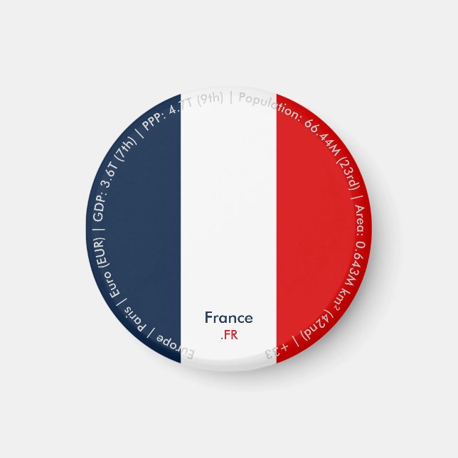Frankrikes flaggmagnet magnet (Framsidan)