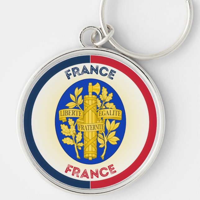 Frankrikes kulturarvssymbol rund silverfärgad nyckelring (Framsidan)