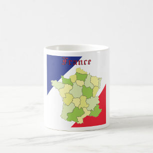 Frankrikes nationella färger och karta kaffemugg