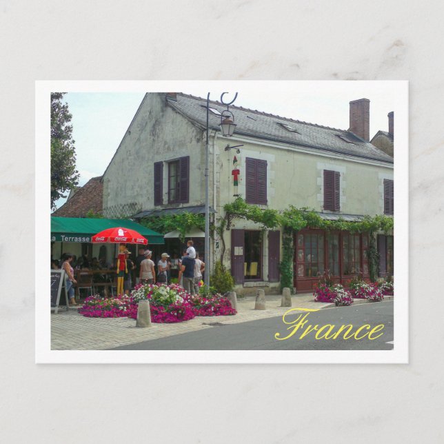 Frankrikes stadsbild gaturestaurang kafévy vykort (Framsida)