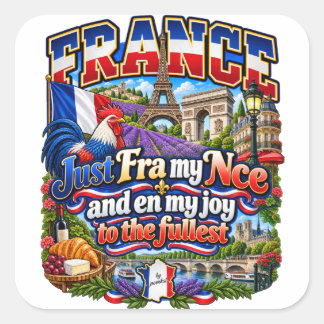 Frankrikesticker Fyrkantigt Klistermärke