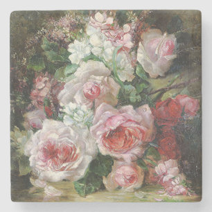 Frans Verhas Vintage Bouquet av Rosor Stenunderlägg
