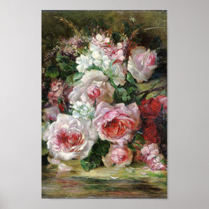 Frans Verhas Vintage Bouquet of Ro Poster