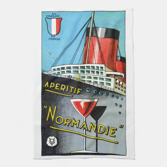 Fransk 1930 Apertif Normandie Kökshandduk (Vertikal)