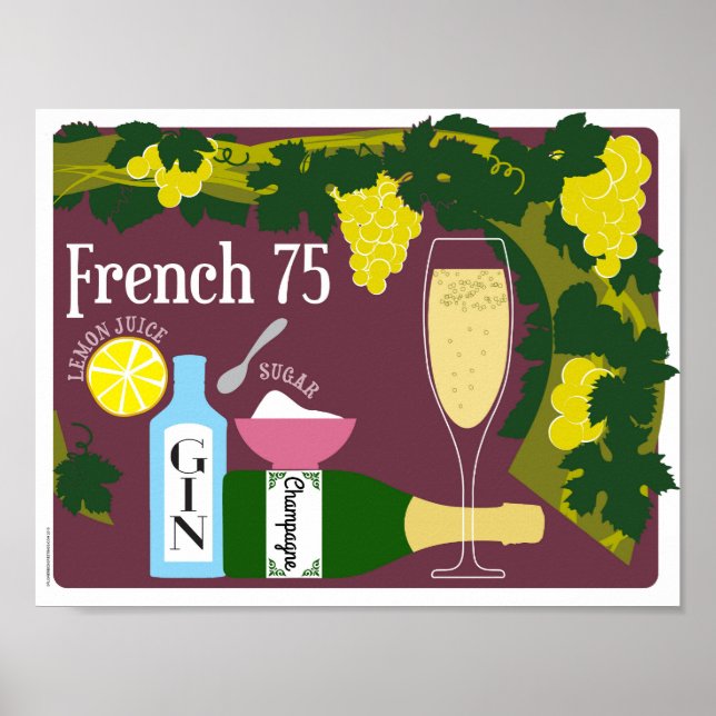 Fransk 75 Champagne Cocktail Poster (Framsidan)