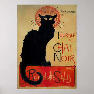 Fransk affisch för vintage, den svart katten