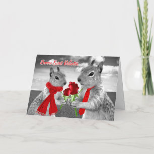 Fransk Alla hjärtans dag Romantiska ekorrar tom Kort