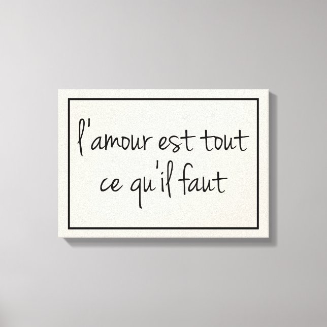Fransk Allt du behöver är Kärlek Kanvastryck (Framsida)