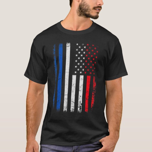 Fransk American Flagga Frankrike America Pride Her T Shirt (Framsida)