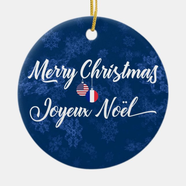 Fransk American Helgdag Dekoration, Joyeux Noel Julgransprydnad Keramik (Framsidan)