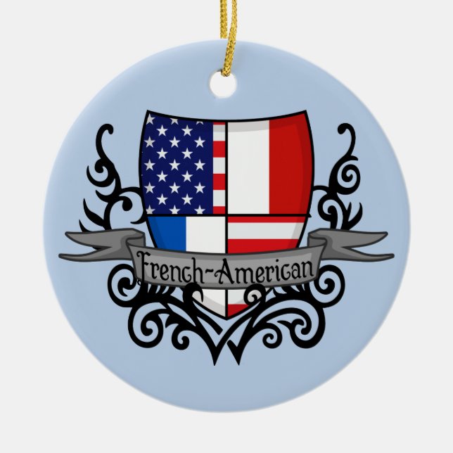 Fransk-Amerikanen skyddar flagga Julgransprydnad Keramik (Framsidan)
