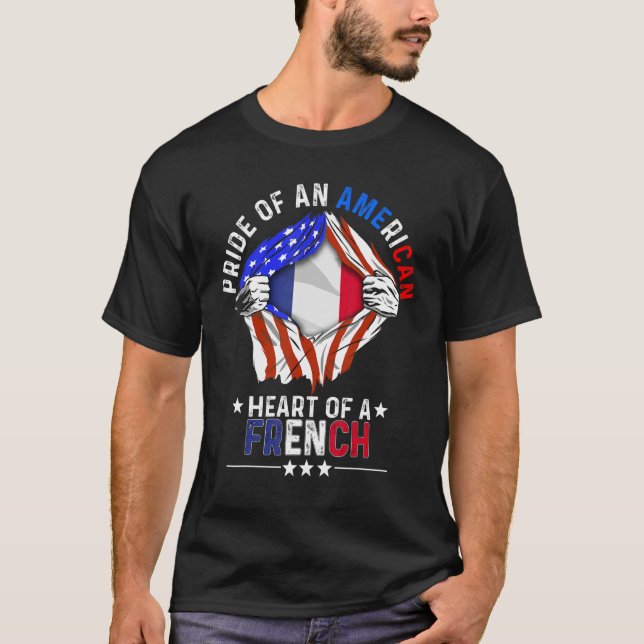 Fransk Amerikanska Pridet Foreign Land Fran T Shirt (Framsida)