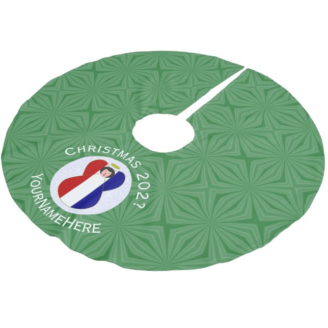 Fransk Angel-Flagga - Personlig Julgransmatta Borstad Polyester (Vinklad)