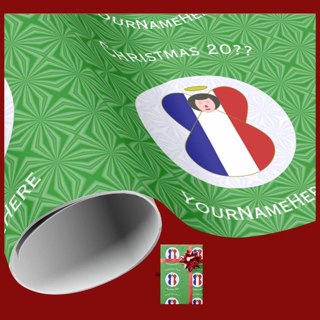 Fransk ängel julflagga personlig  presentpapper (Skapare uppladdad)