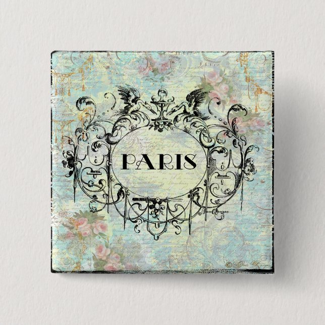 Fransk Antique Stil Rococo Design & Rosa ros Knapp (Framsida)