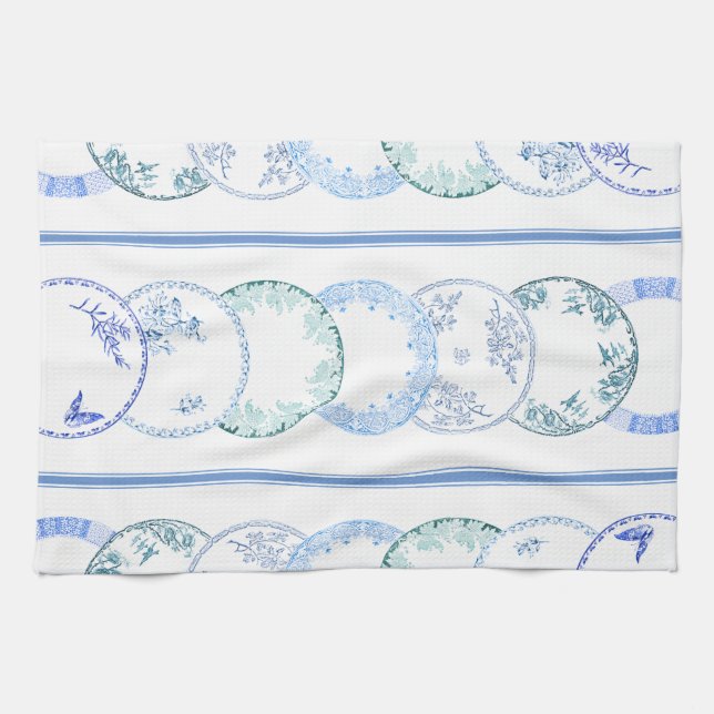 Fransk Antique Tallrikar | BLUE Kitchen Towel Kökshandduk (Horisontell)