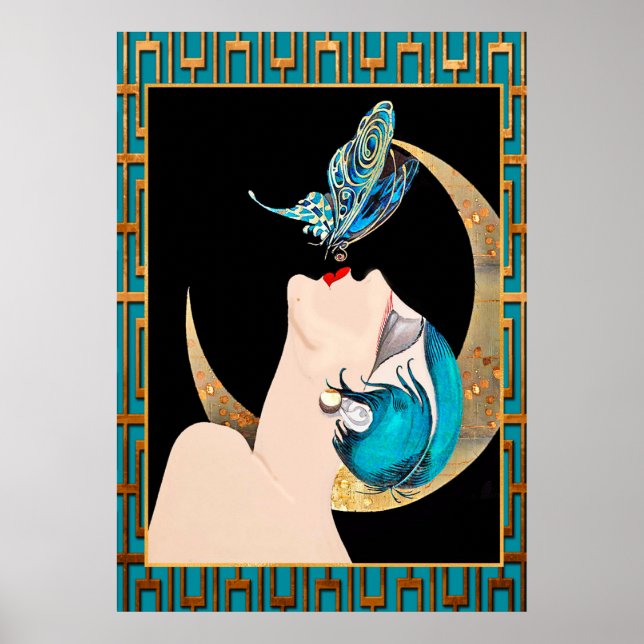 Fransk Art Deco - Fjärilskyss Poster (Framsidan)