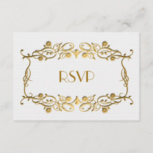 Fransk Art Deco Ivory White Foil Bröllop OSA Kort