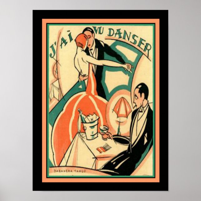 Fransk Art Deco "J'ai Vu Danser" Poster 12x16 (Framsidan)