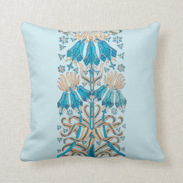 Fransk Art nouveau Blommigt Botaniskt blått grädde Kudde