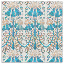 Fransk Art nouveau Blommigt Botaniskt blått vitt