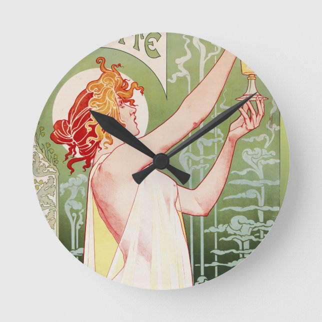 Fransk art nouveau poster "absinthe Robette" Rund Klocka (Framsida)