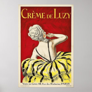 Fransk art nouveau skönhet Creme de Luzy annons Poster