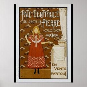 Fransk Art nouveau tandkräm Ad Poster