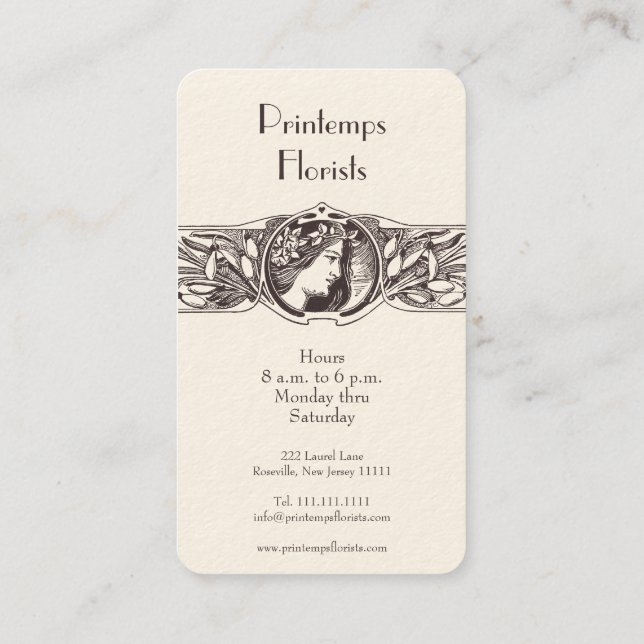 Fransk Art nouveau Victorian Blommigt Visitkort (Baksida)